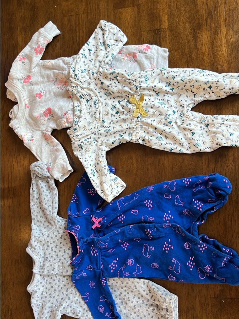 Lot of 4 Newborn Carter's Baby Footies